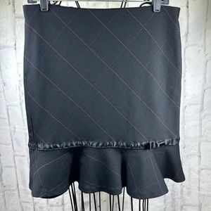 Express Window Pane Plaid Skirt Fit and Flare Stretch Ribbon & Bow Trim Pull On